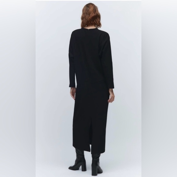 Zara black maxi dress medium dolman sleeves NWOT - Picture 2 of 8